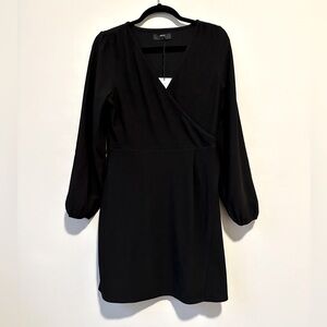 NWT Able Lacy Crepe Wrap Mini Dress, Size M, Black, New